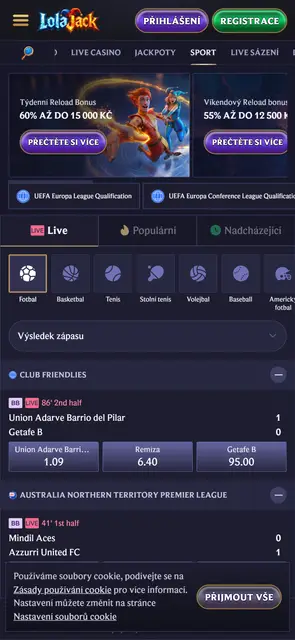 Lolajack — živé sázení na sport s českým rozhraním